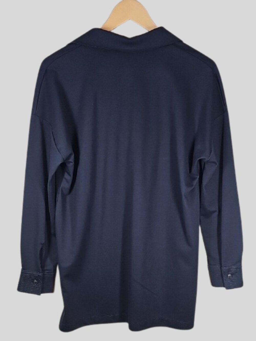 Soft Surroundings Ribbed Cuff Collar Pullover Tunic S Navy Polo Coastal Travel - Picture 3 of 7